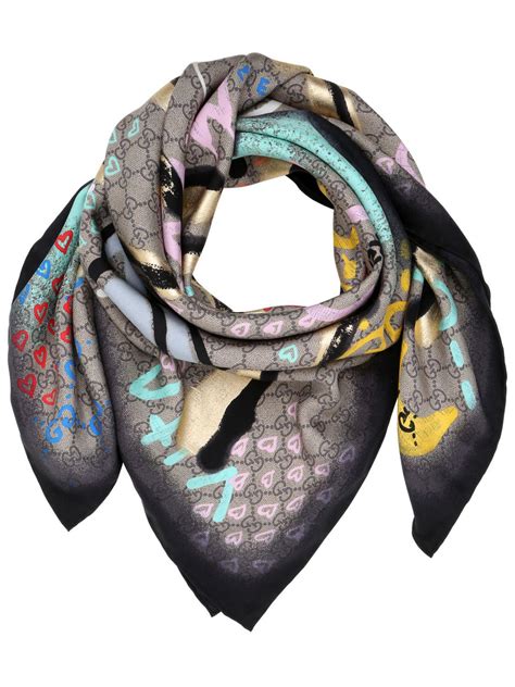 gucci ghost print scarf